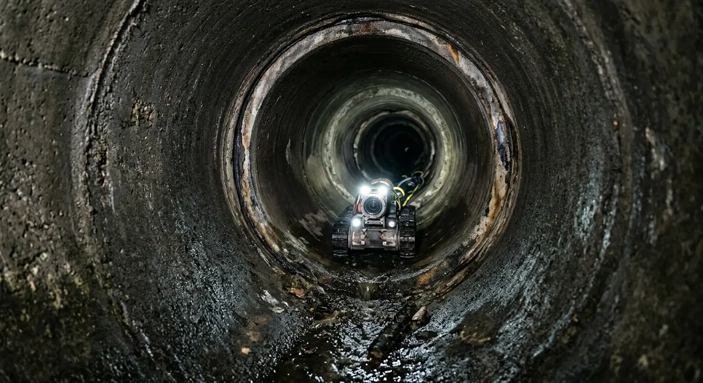 Robotic sewer camera inspecting pipe interior for Drain Snake Service in Redland